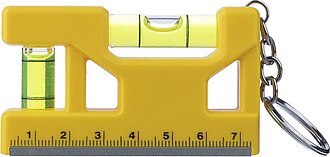 Recycled ABS spirit level keychain Indira, yellow