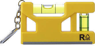 Recycled ABS spirit level keychain Indira, yellow