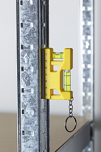 Recycled ABS spirit level keychain Indira, yellow