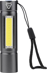 Recycled aluminium COB flashlight Sami, black