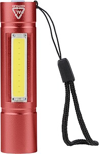 Recycled aluminium COB flashlight Sami, red