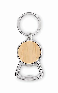 Recycled aluminium key ring, wood