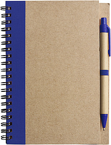 Recycled cardboard, wire bound notebook with 60 lined pages and ballpen