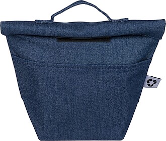 Recycled denim cooler roll-top bag Mira, blue