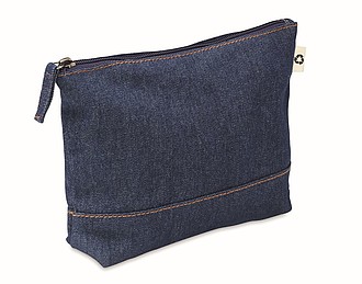 Recycled denim cosmetic pouch