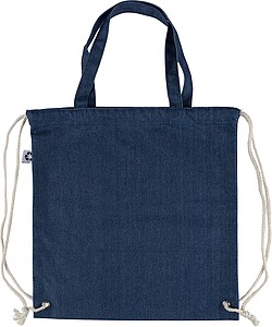 Recycled denim drawstring bag Dex, blue
