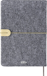 Recycled felt notebook (A5) Dario, grey