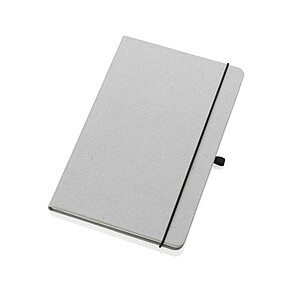 Recycled leather hardcover notebook A5, light grey