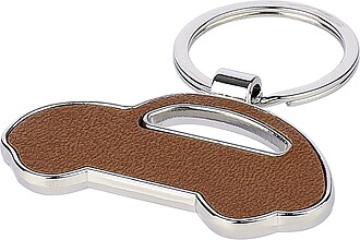 Recycled leather keychain Joan, brown