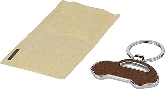 Recycled leather keychain Joan, brown