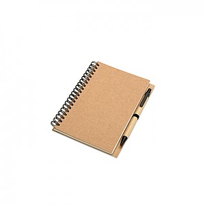 Recycled notebook and ball pen, beige