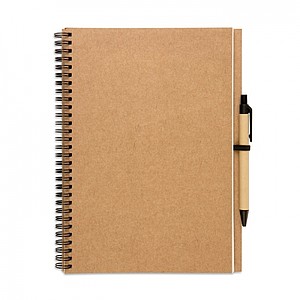Recycled notebook and ball pen, beige