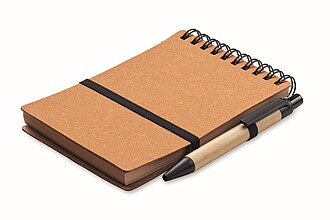 Recycled notebook with ball pen, brown