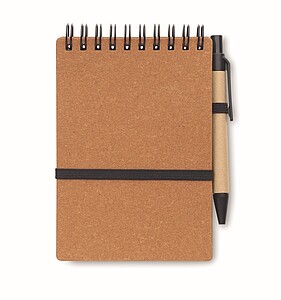 Recycled notebook with ball pen, brown