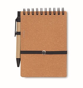 Recycled notebook with ball pen, brown