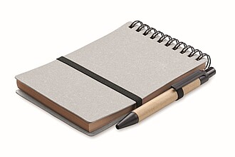 Recycled notebook with ball pen, grey