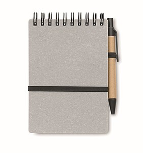 Recycled notebook with ball pen, grey