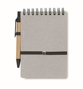 Recycled notebook with ball pen, grey