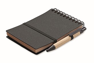 Recycled notebook with ball pen, stone grey