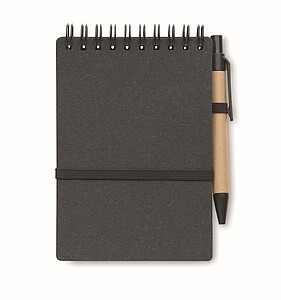 Recycled notebook with ball pen, stone grey