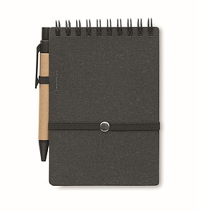 Recycled notebook with ball pen, stone grey