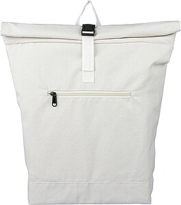 Recycled polycotton (330 gsm) rolltop backpack, beige