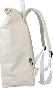 Recycled polycotton (330 gsm) rolltop backpack, beige