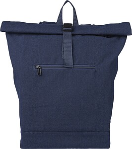 Recycled polycotton (330 gsm) rolltop backpack, blue