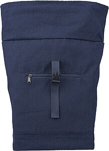 Recycled polycotton (330 gsm) rolltop backpack, blue