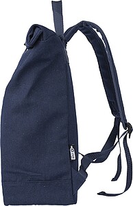 Recycled polycotton (330 gsm) rolltop backpack, blue
