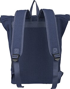 Recycled polycotton (330 gsm) rolltop backpack, blue
