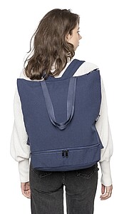 Recycled polycotton (330 gsm) tote backpack, blue