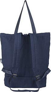 Recycled polycotton (330 gsm) tote backpack, blue