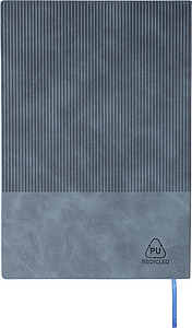 Recycled PU notebook (A5) Elian, light blue