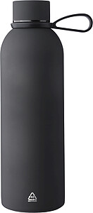 Recycled stainless steel double-walled drinking bottle (500 ml) Sena, black