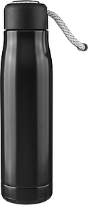 Recycled stainless steel double-walled drinking bottle (500 ml) Solene, black