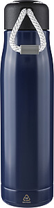 Recycled stainless steel double-walled drinking bottle (500 ml) Solene, blue