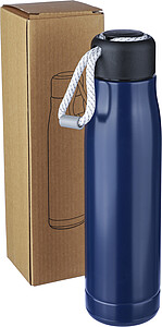Recycled stainless steel double-walled drinking bottle (500 ml) Solene, blue