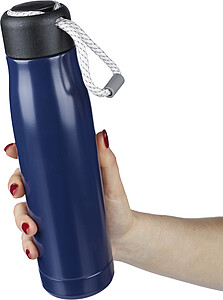 Recycled stainless steel double-walled drinking bottle (500 ml) Solene, blue