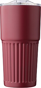 Recycled stainless steel double-walled drinking mug (500 ml) Kael, burgundy