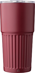 Recycled stainless steel double-walled drinking mug (500 ml) Kael, burgundy