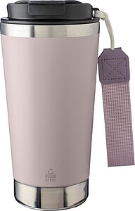 Recycled stainless steel double-walled drinking mug 500 ml Kayla, pastel pink