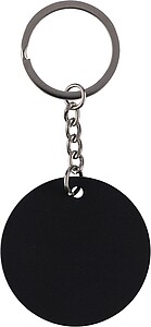 Recycled stainless steel round keychain Risa, black