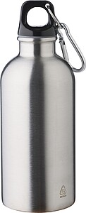 Recycled stainless steel single walled bottle (400 ml), silver