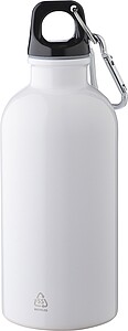 Recycled stainless steel single walled bottle (400 ml), white