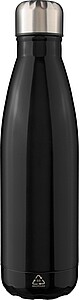 Recycled stainless steel single-walled flask 650 ml Cliff, black