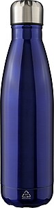 Recycled stainless steel single-walled flask 650 ml Cliff, blue
