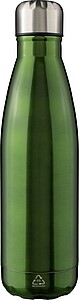 Recycled stainless steel single-walled flask 650 ml Cliff, green