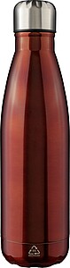 Recycled stainless steel single-walled flask 650 ml Cliff, red