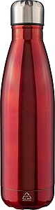 Recycled stainless steel single-walled flask 650 ml Cliff, red